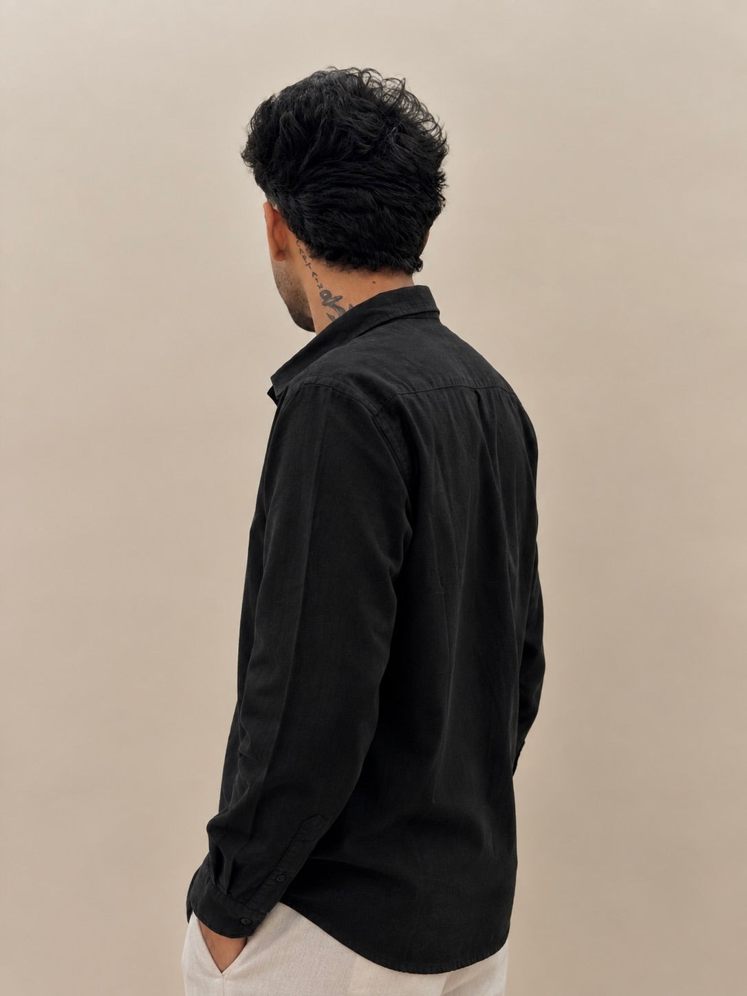 ZINEN Men’s Relaxed Linen Shirt — Black