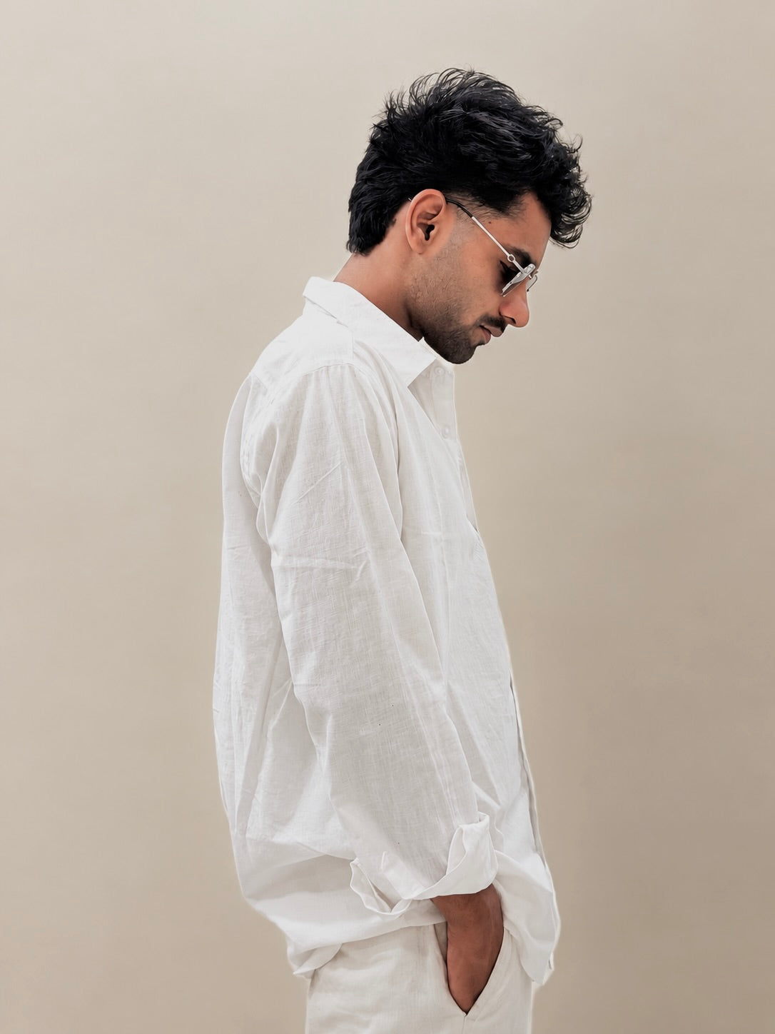 ZINEN Men’s Relaxed Linen Shirt — White