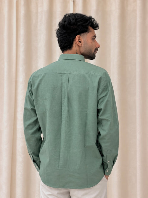 ZINEN Men’s Relaxed Linen Shirt — Olive Green