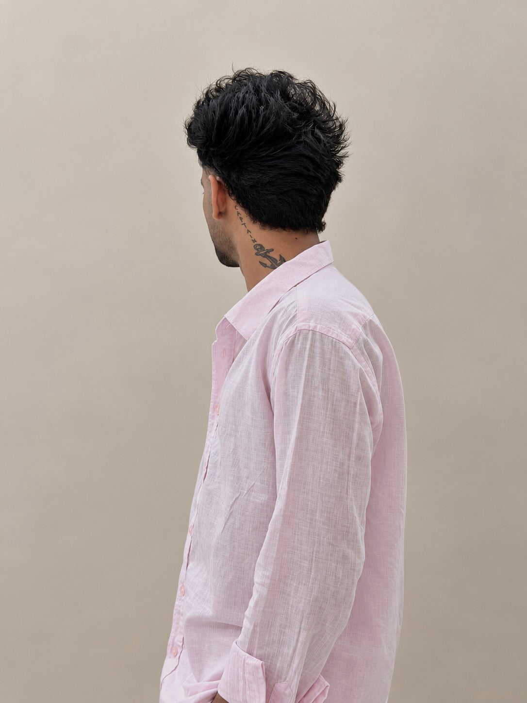 ZINEN Men’s Relaxed Linen Shirt — Baby Pink