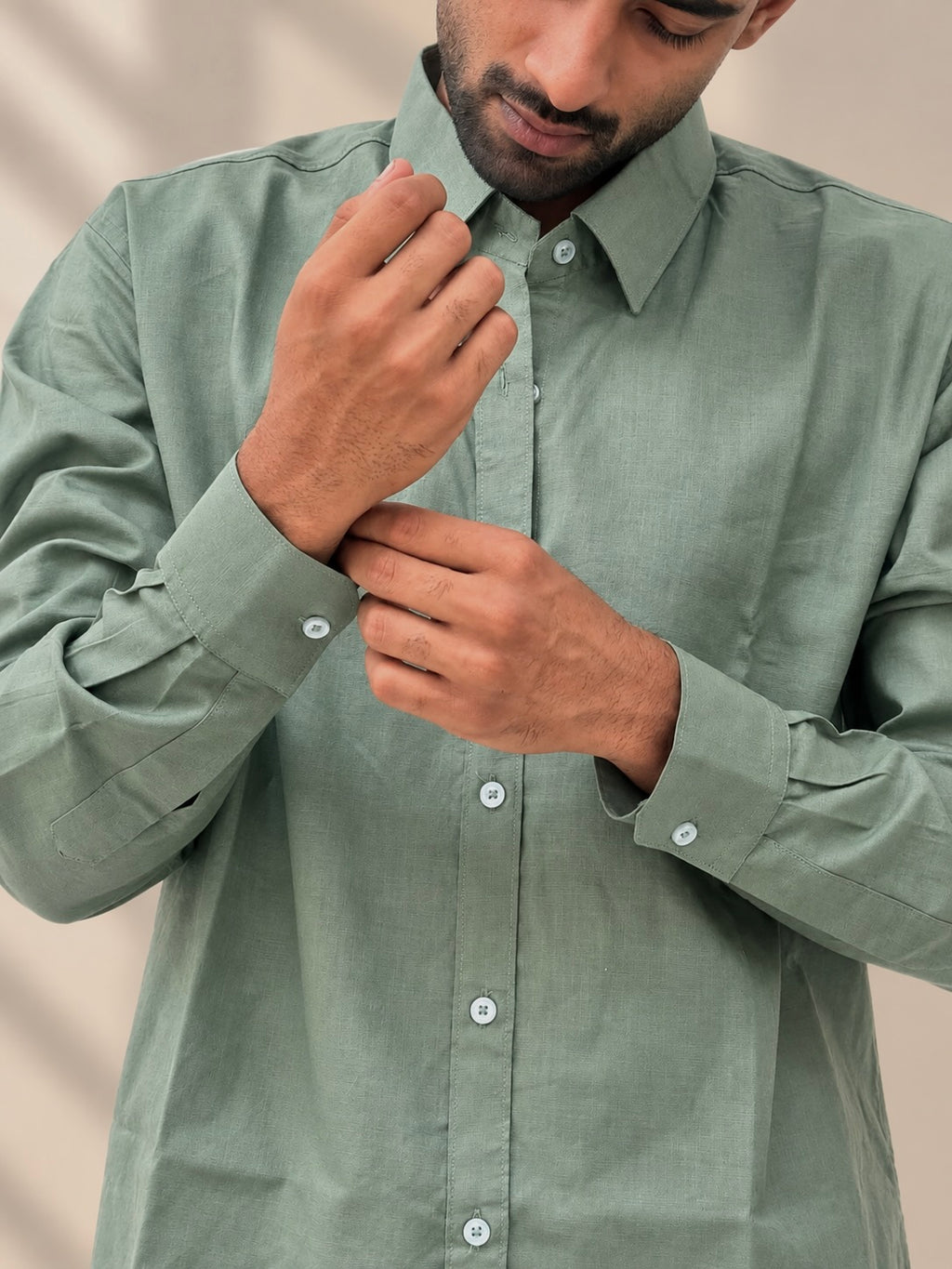 ZINEN Men’s Relaxed Linen Shirt — Olive Green