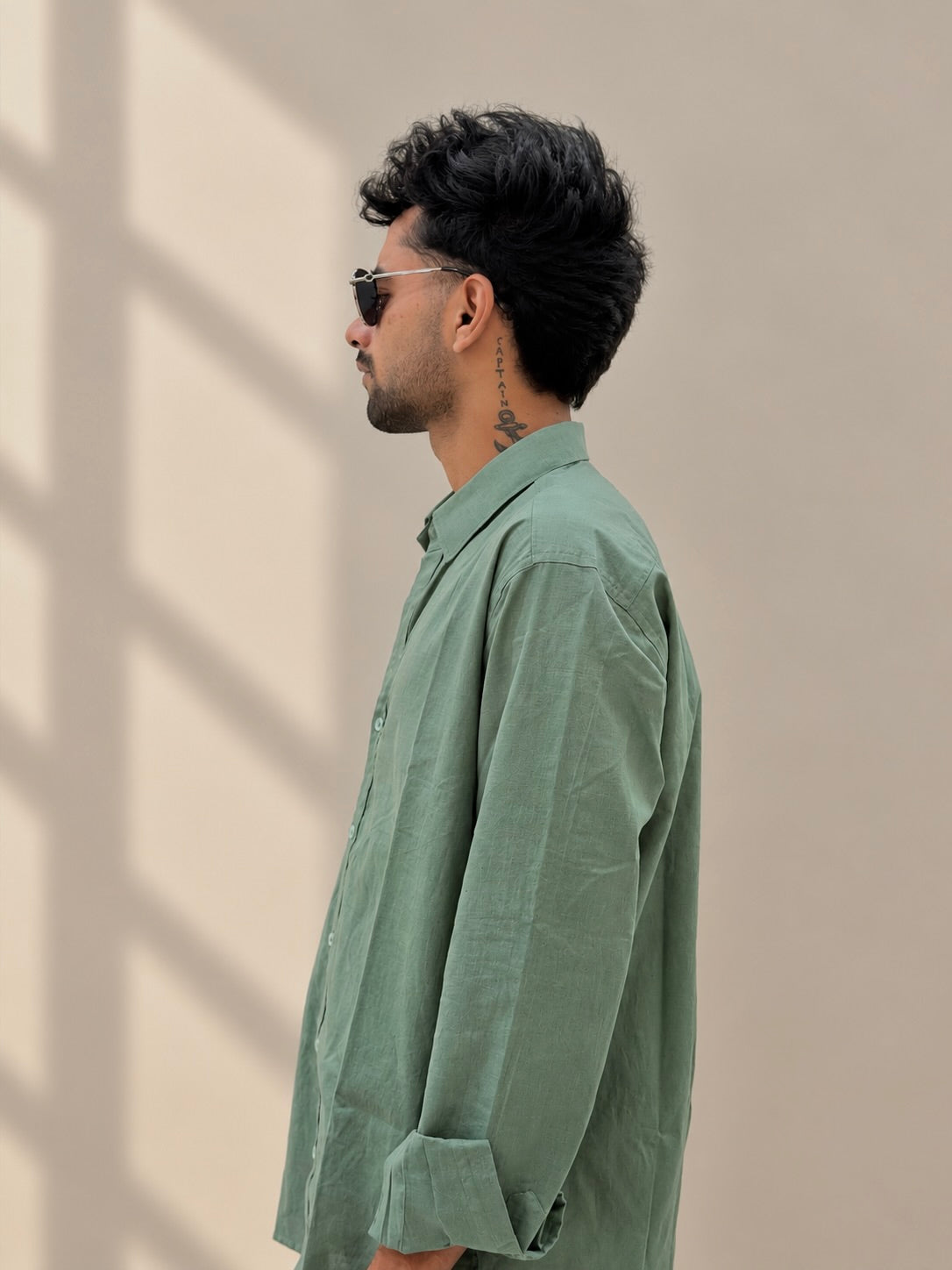 ZINEN Men’s Relaxed Linen Shirt — Olive Green