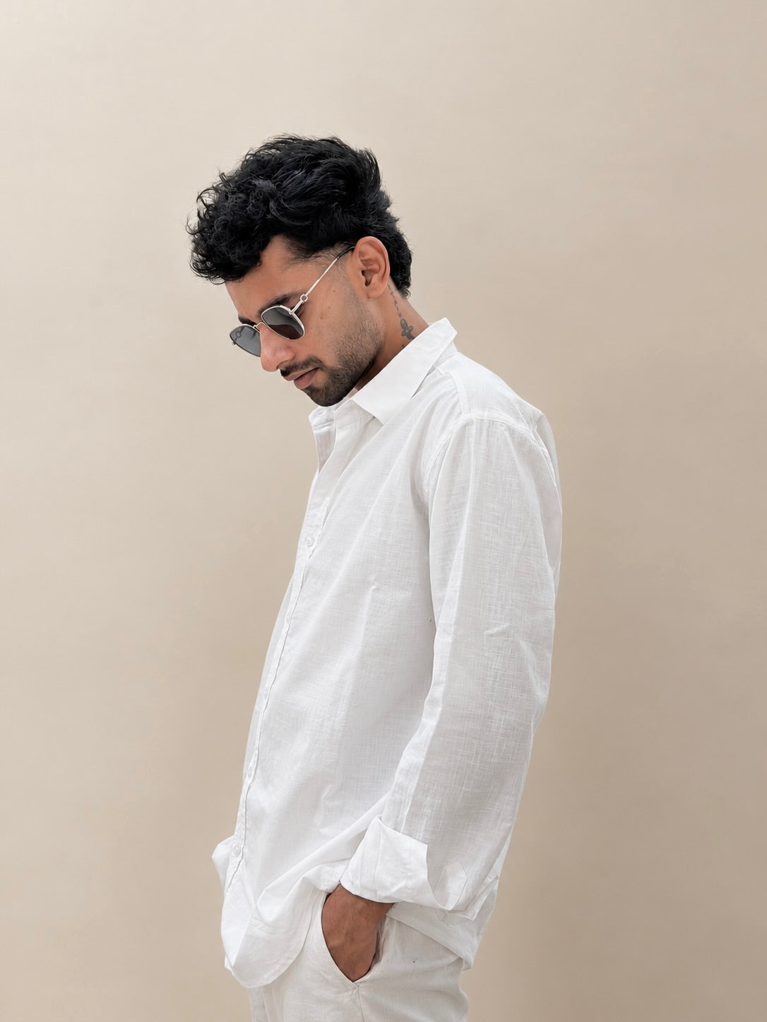 ZINEN Men’s Relaxed Linen Shirt — White