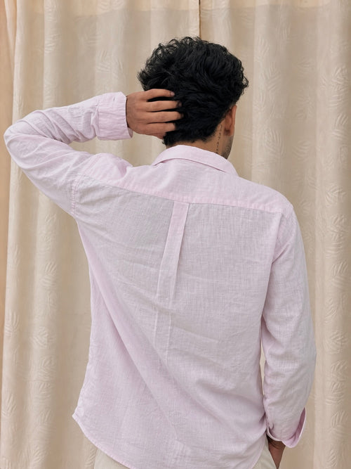 ZINEN Men’s Relaxed Linen Shirt — Baby Pink