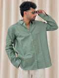 ZINEN Men’s Relaxed Linen Shirt — Olive Green