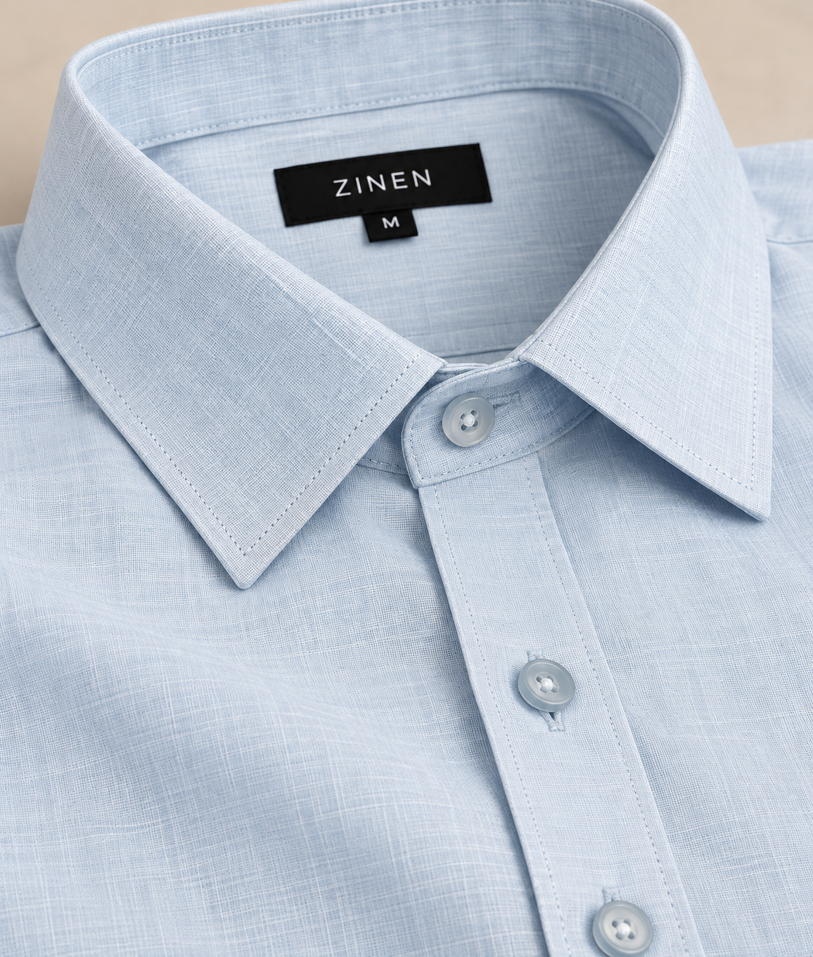 ZINEN Men’s Relaxed Linen Shirt — Light Blue