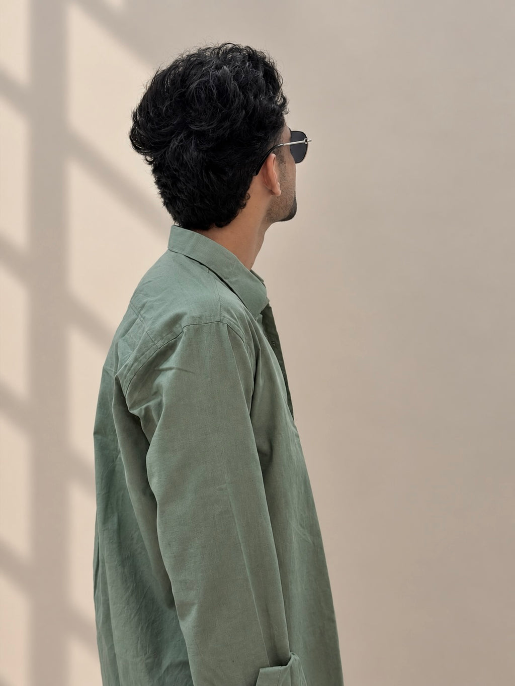 ZINEN Men’s Relaxed Linen Shirt — Olive Green