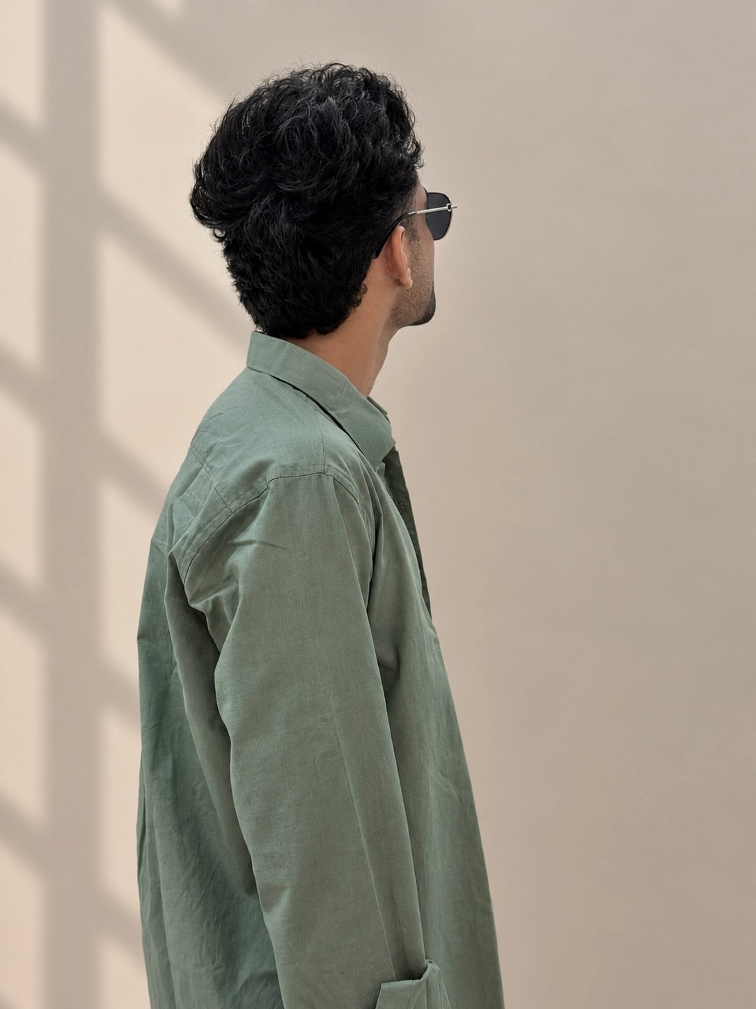 ZINEN Men’s Relaxed Linen Shirt — Olive Green