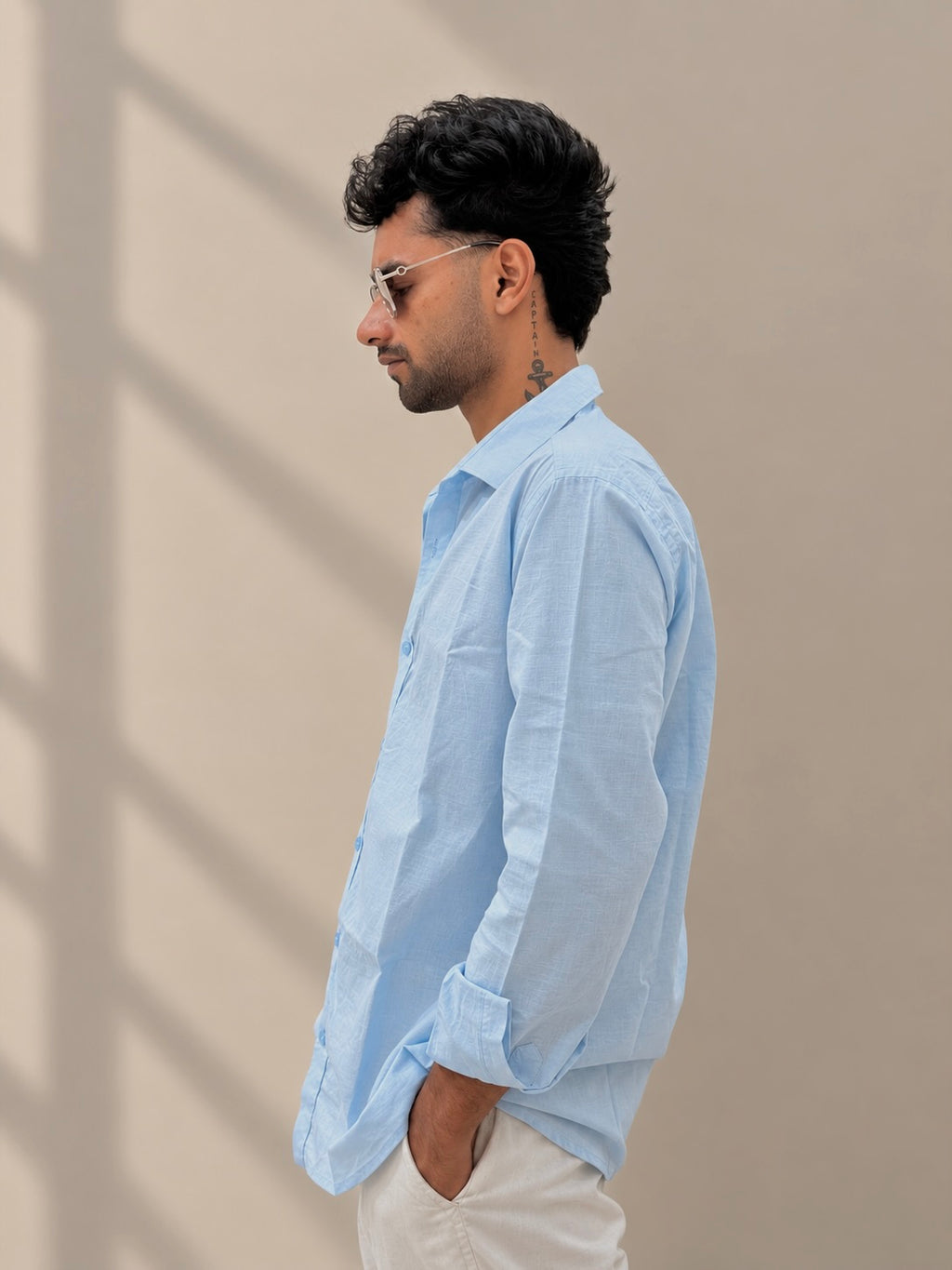 ZINEN Men’s Relaxed Linen Shirt — Light Blue