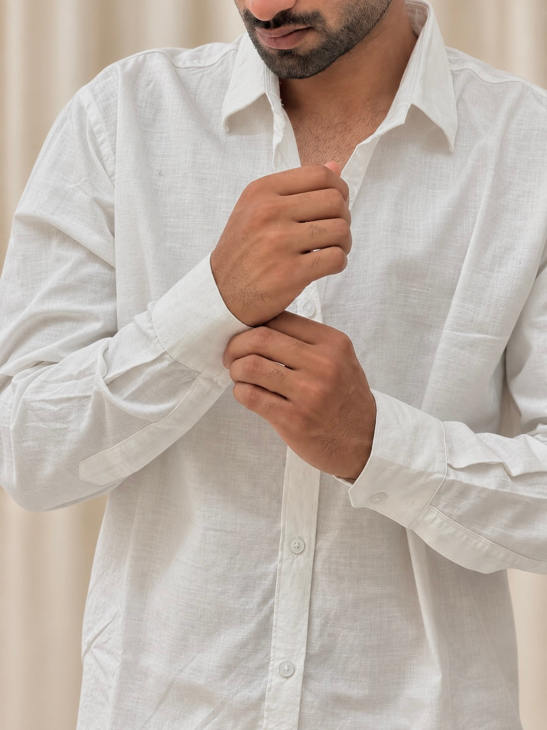 ZINEN Men’s Relaxed Linen Shirt — White