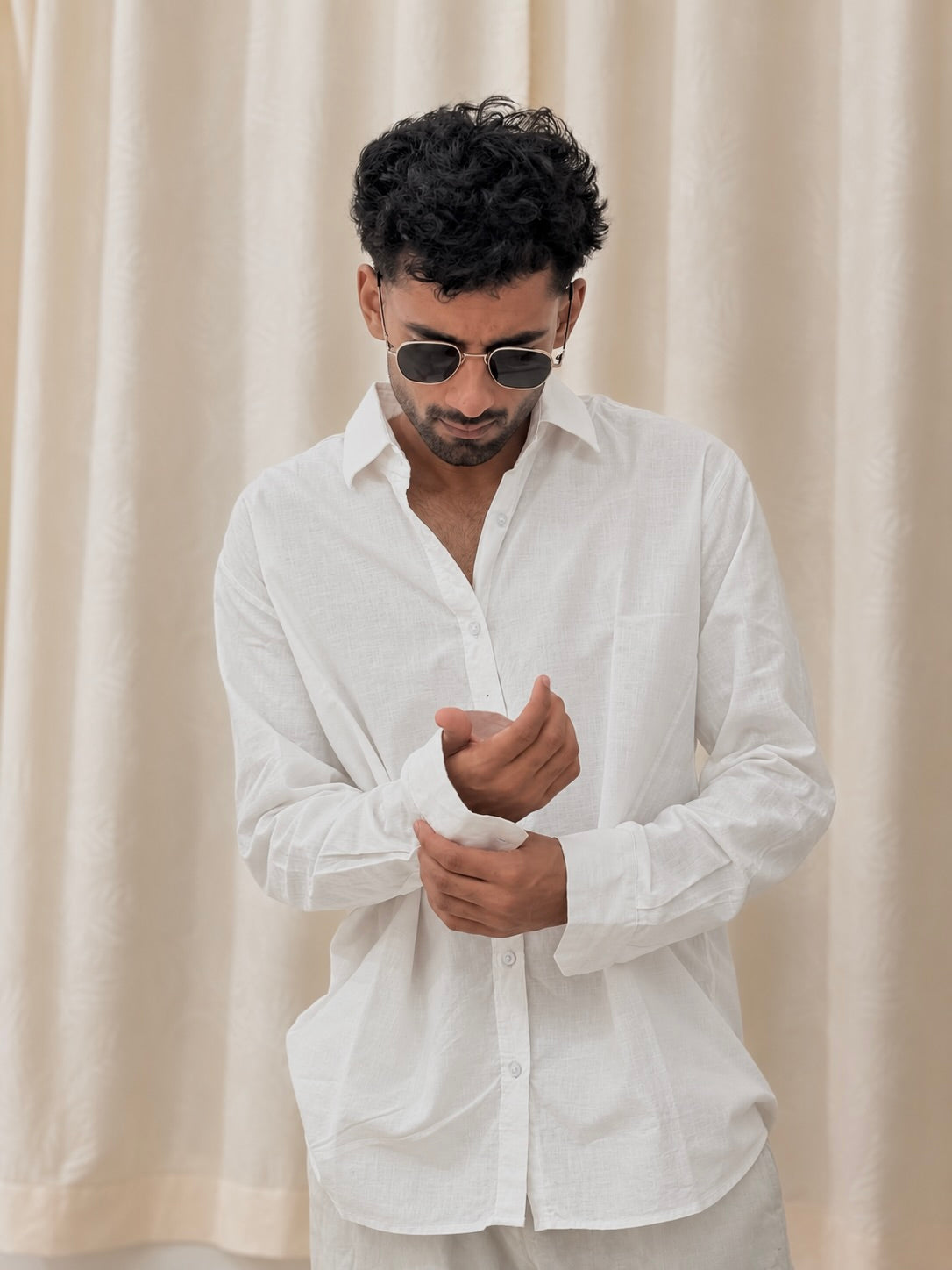 ZINEN Men’s Relaxed Linen Shirt — White