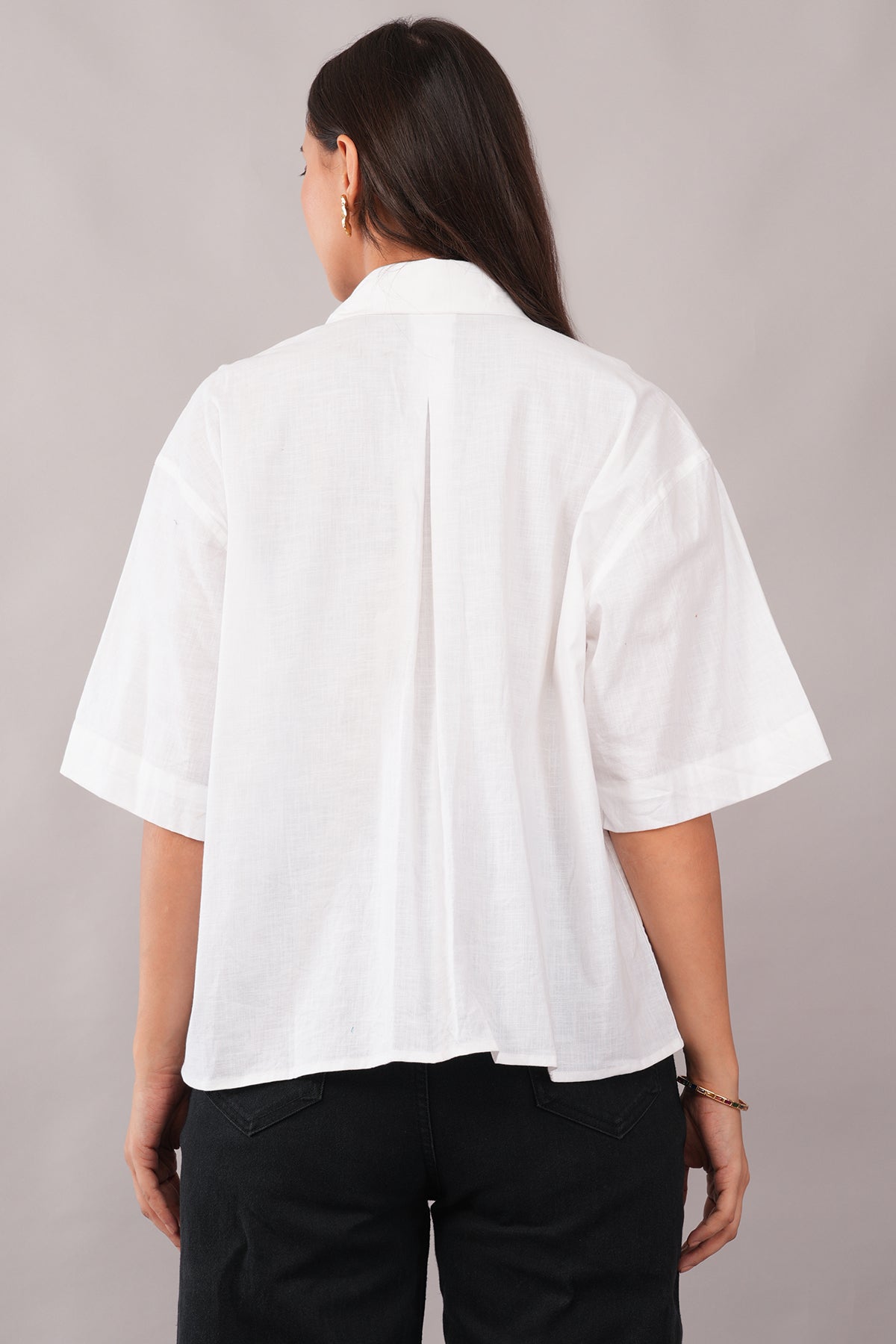 ZINEN Women’s Oversized Linen-Blend Shirt — Ivory Calm - White